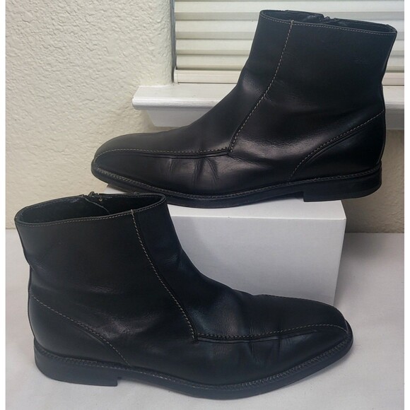 Hugo Boss Rare Chelsea Chukka Ankle Side Zip Black Leather Boots Men's Size 10 - Picture 4 of 12